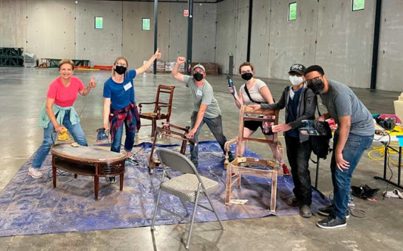 Volunteers at the Furniture Fix-it Fair. From left to right, Nataly Balacci, Xenia Dolovova, Hester Angus, Sarah Berkley, Sal Nauon, Dimitri Pierre-Louis. Photo courtesy of Xenia Dolovova.